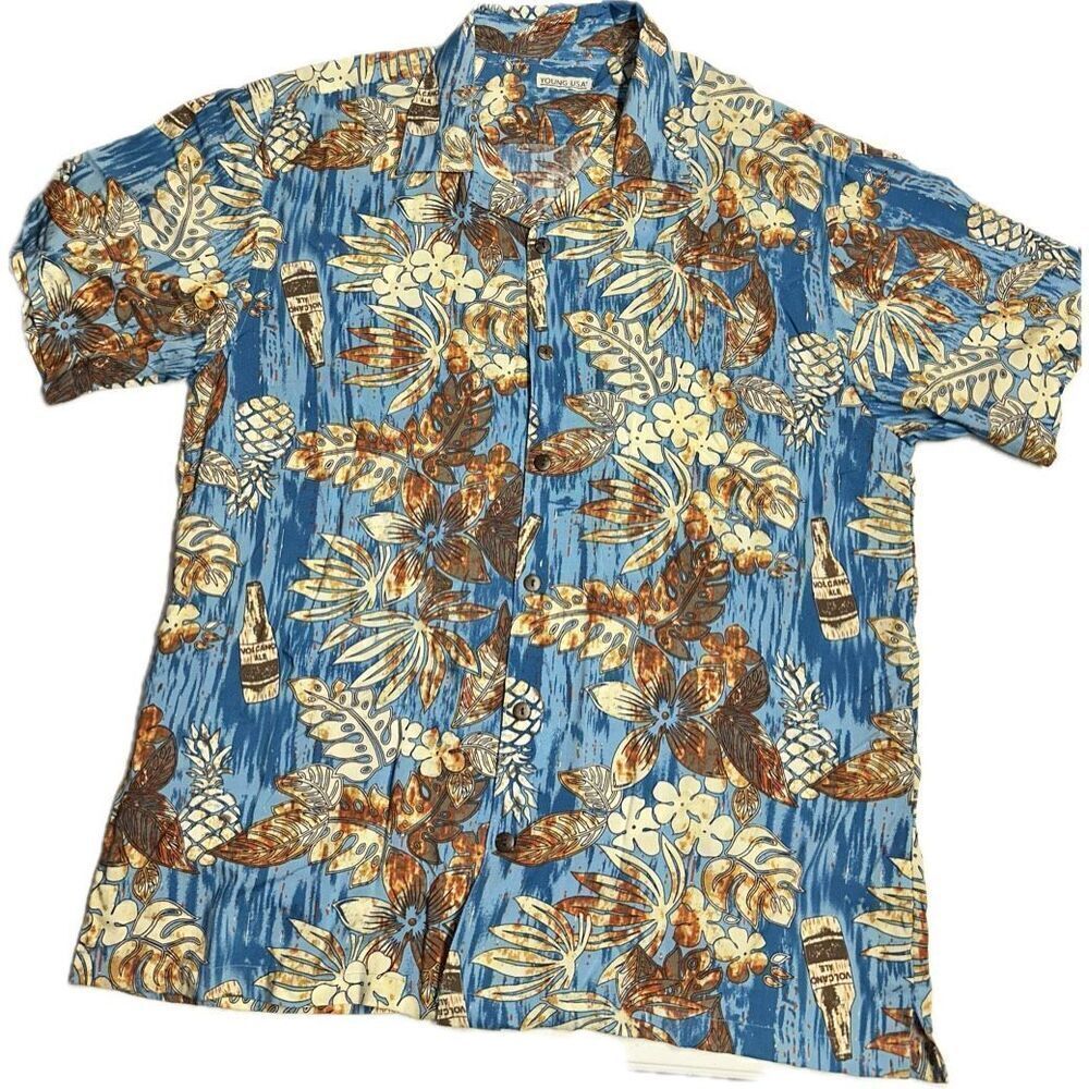 Young USA Men's 2XL Hawaiian Shirt Short Sleeve Multicolor Pineapples‎ Floral